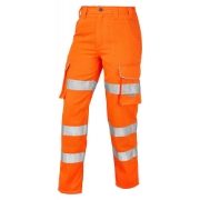 Leo Pennymoor Women's Rail Hi-Vis Poly / Cotton Orange Cargo Trousers - Short Leg
