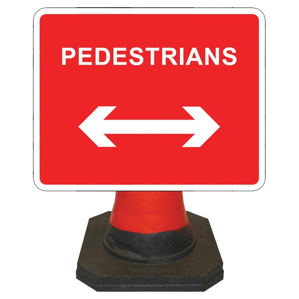 Hangman Pedestrians Left / Right Reversible Cone Sign - 600 x 450mm
