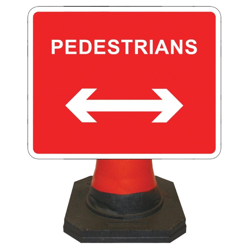 Hangman Pedestrians Left / Right Reversible Cone Sign - 600 x 450mm