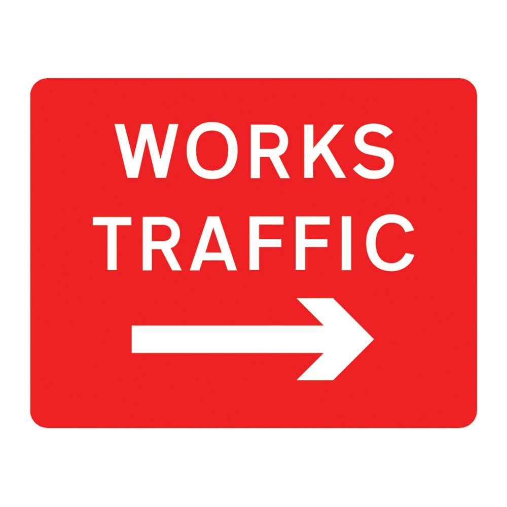 Works Traffic Right Metal Road Sign Plate - 1050 x 750mm