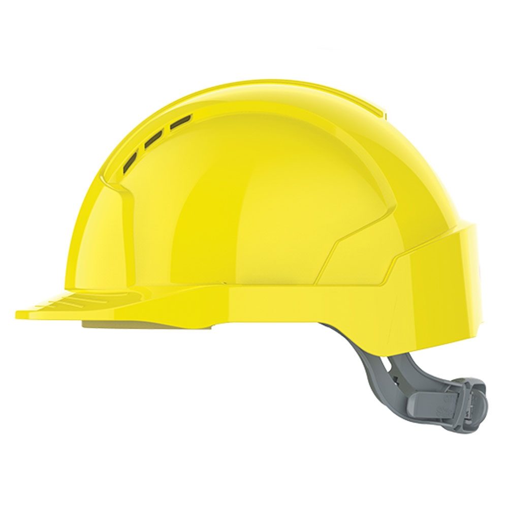 Jsp Evolite Vented Slip Ratchet Safety Helmet Yellow Pf Cusack