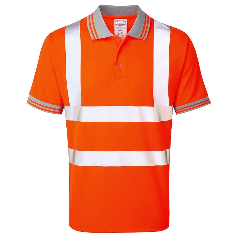Pulsar Rail Hi-Vis Short Sleeve Orange Polo Shirt