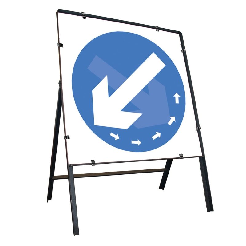 Keep Left / Right Rotating Clipped Square Metal Road Sign - 750mm
