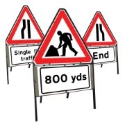 Clipped Triangular Metal Road Signs with Supplement Plates - 750mm