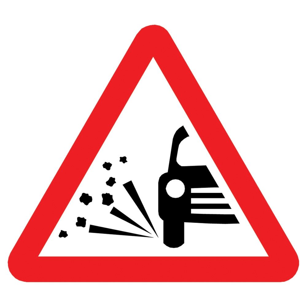 Loose Chippings Triangular Metal Road Sign Plate - 600mm
