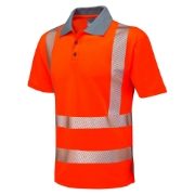 Leo Woolacombe Rail Hi-Vis Short Sleeve Orange Polo Shirt