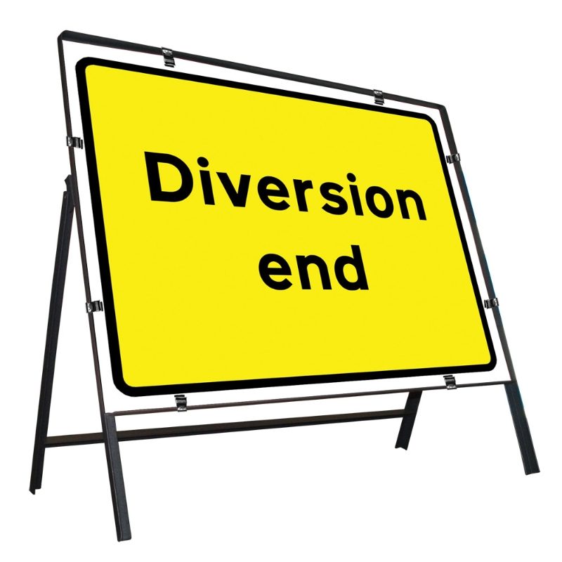 Diversion End Clipped Metal Road Sign - 1050 x 750mm