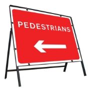 Pedestrians Left Clipped Metal Road Sign - 600 x 450mm