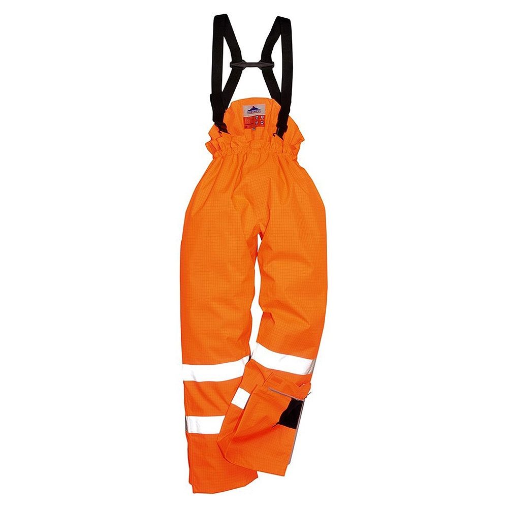 Rail FR AS Waterproof Breathable Hi-Vis Orange Padded Bib and Brace - Lined