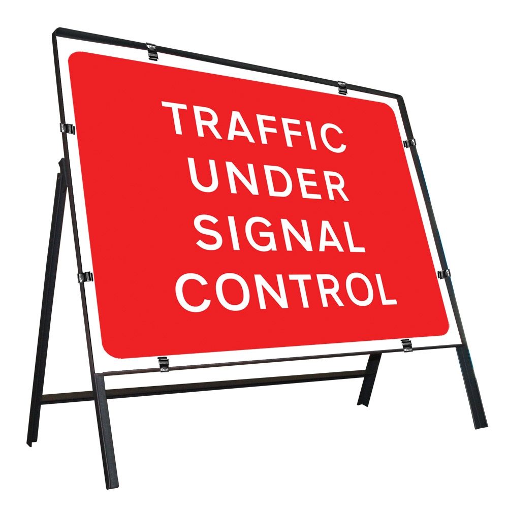 Traffic Under Signal Control Clipped Metal Road Sign - 1050 x 750mm