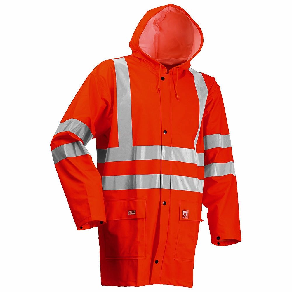 Lyngsoe Rainwear Flame Retardant Anti Static Waterproof Arc 4kA Hi Vis Orange Jacket
