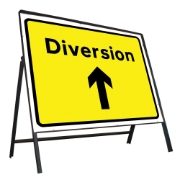 Diversion Ahead Riveted Metal Road Sign - 1050 x 750mm
