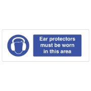 Ear Protectors Must Be Worn In This Area Sign - 600 x 200 x 1mm