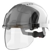 JSP EVO VISTAshield Vented Safety Helmet with Integrated Face Shield - White Helmet / Smoke Shield