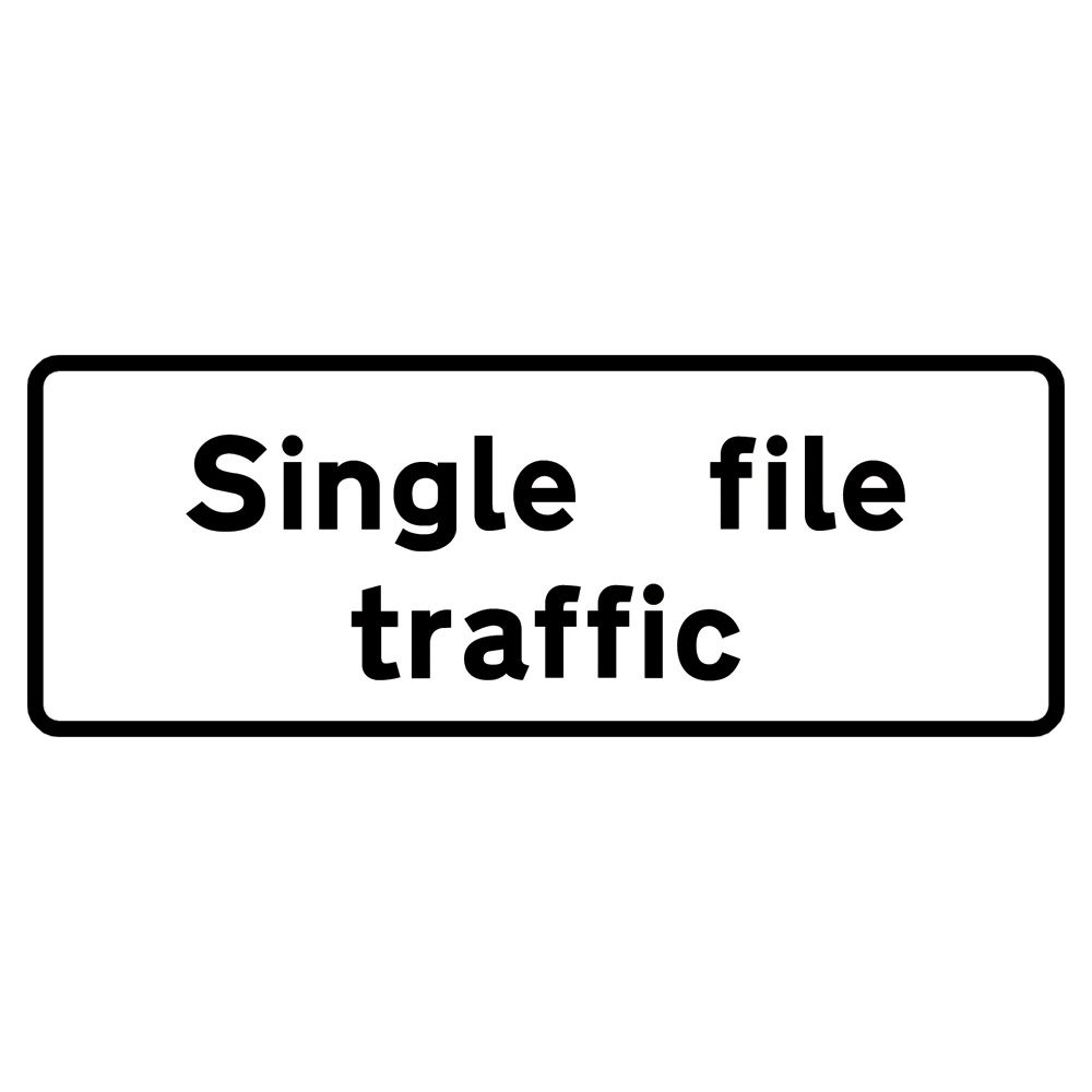 Single File Traffic Metal Road Sign Supplement Plate - 900mm