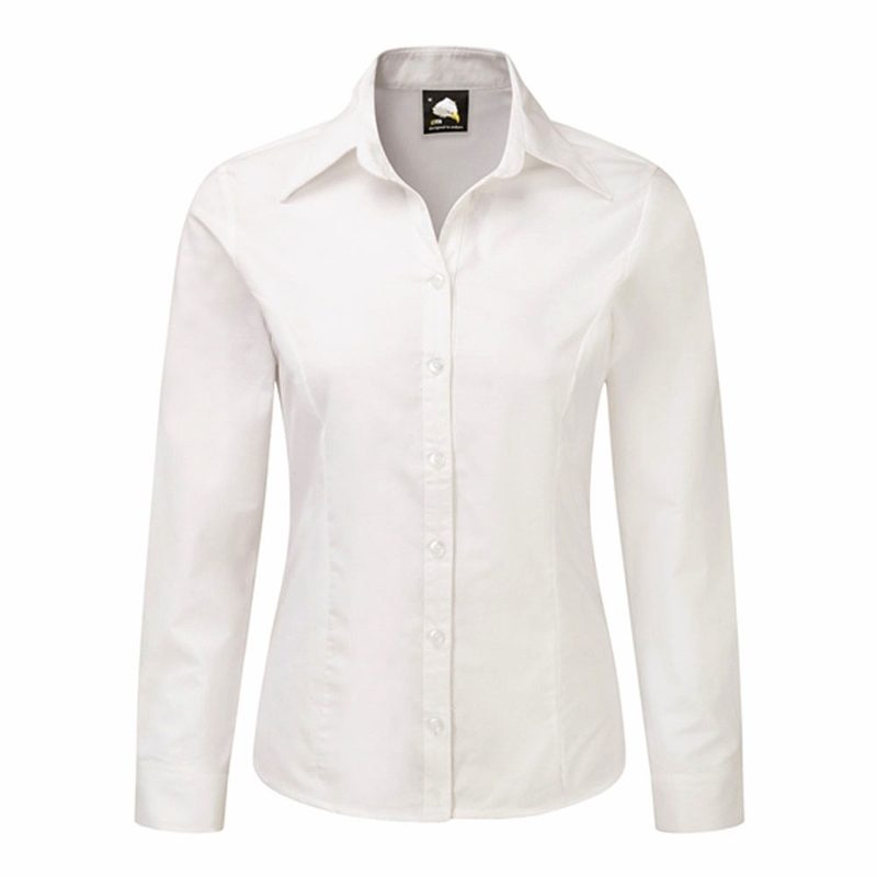 Orn Oxford Women's Long Sleeve Blouse - White