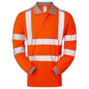 Pulsar Rail Hi-Vis Long Sleeve Orange Polo Shirt