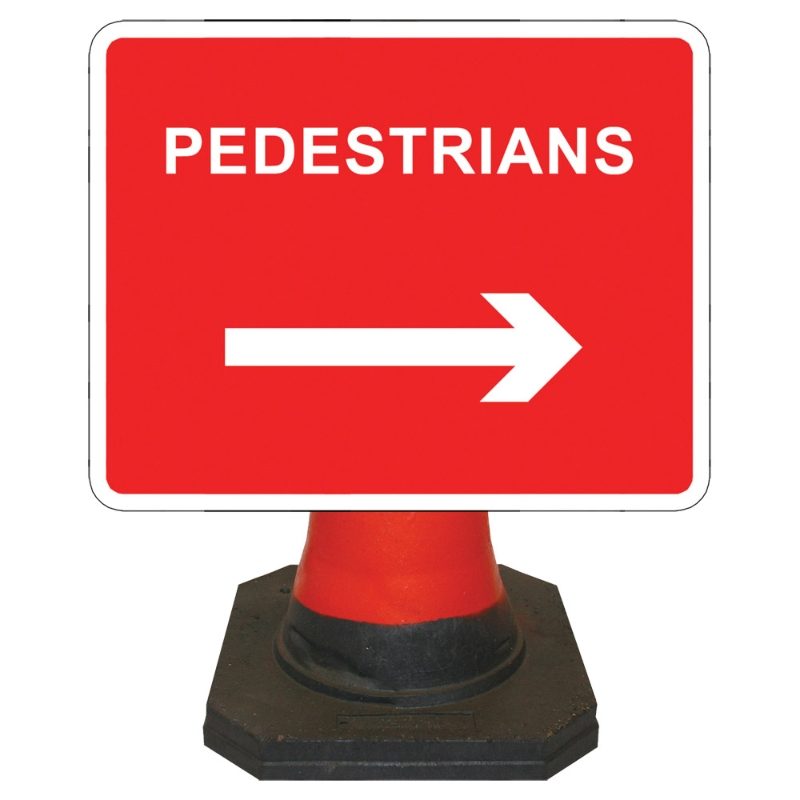 Hangman Pedestrians Right Cone Sign - 600 x 450mm