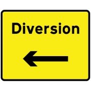 Diversion Left Metal Road Sign Plate - 1050 x 750mm