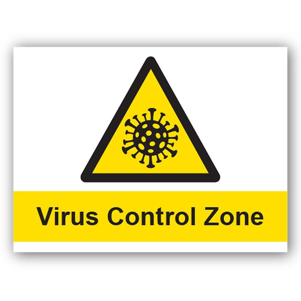 Virus Control Zone PVC Sign - 400mm x 300mm x 1mm