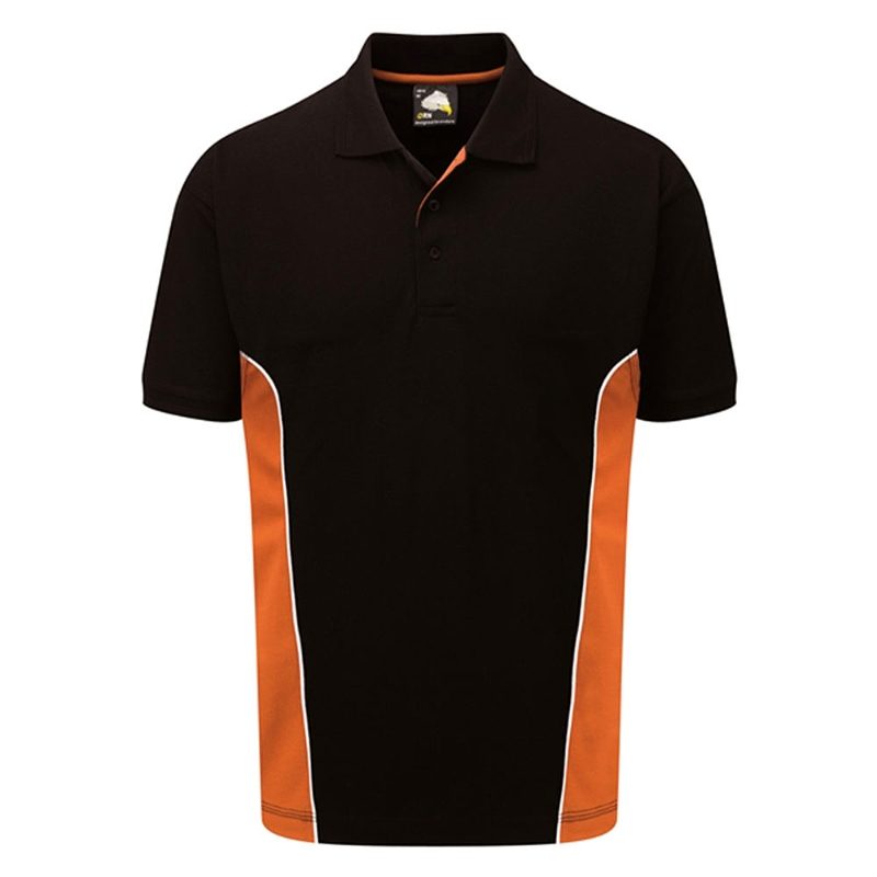 Orn Two Tone Short Sleeve Polo Shirt - Black / Orange