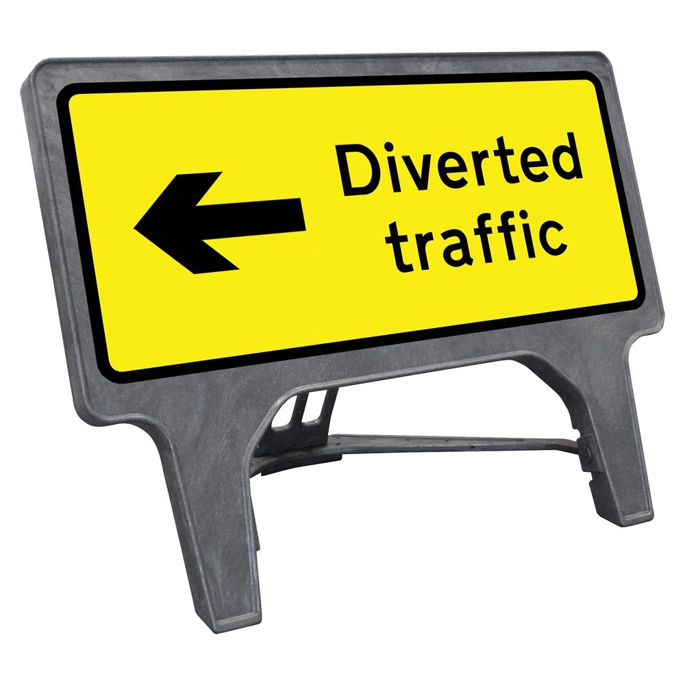 CuStack Diverted Traffic Left Sign - 1050 x 450mm
