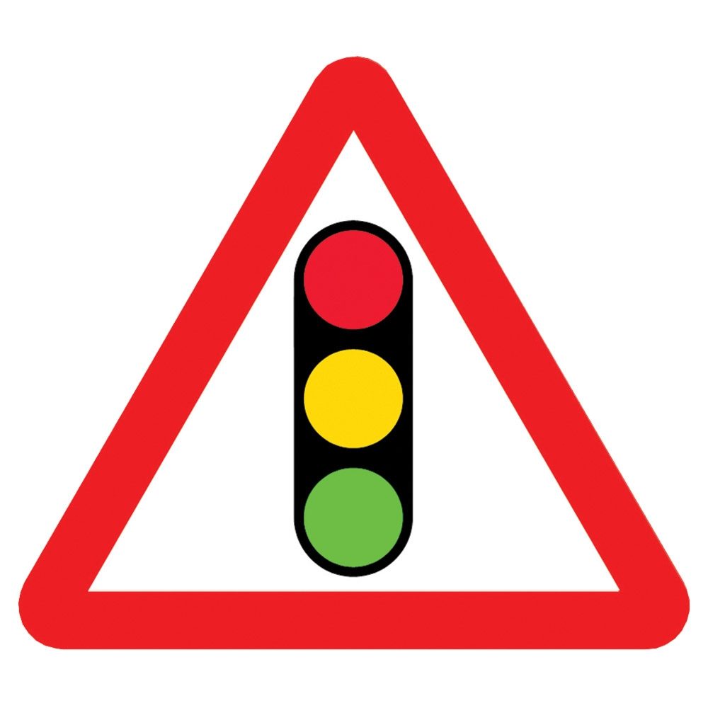 Traffic Signals Triangular Metal Road Sign Plate - 750mm