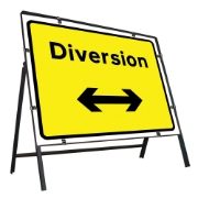 Diversion Left / Right Reversible Clipped Metal Road Sign - 1050 x 750mm
