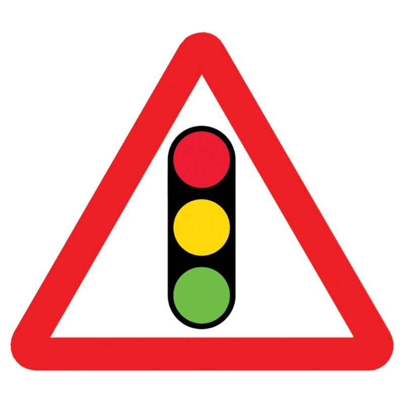 Traffic Signals Triangular Metal Road Sign Plate - 1200mm