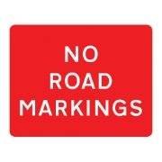 No Road Markings Metal Road Sign Plate - 1050 x 750mm