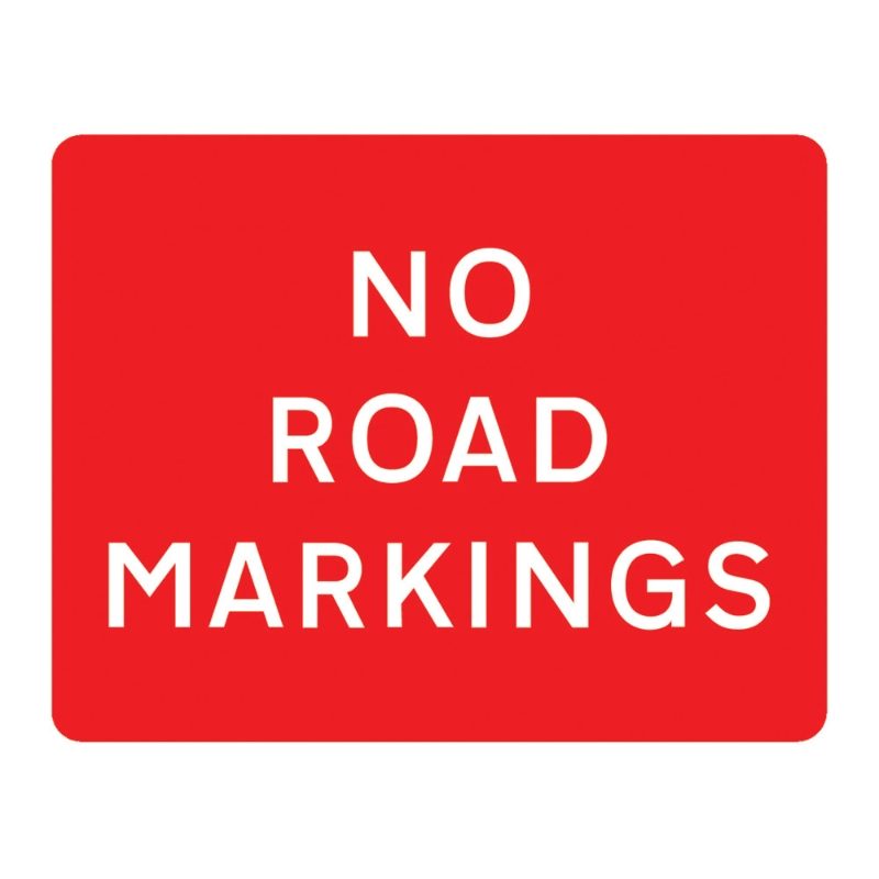 No Road Markings Metal Road Sign Plate - 1050 x 750mm