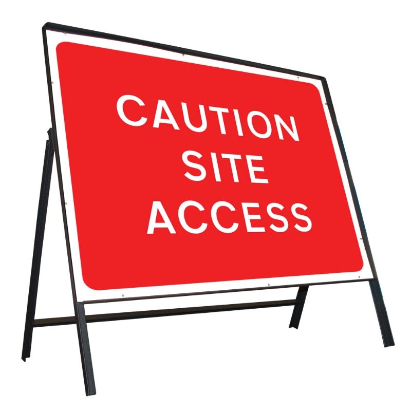 Caution Site Access Riveted Metal Road Sign - 1050 x 750mm