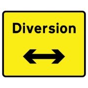 Diversion Left / Right Reversible Metal Road Sign Plate - 1050 x 750mm