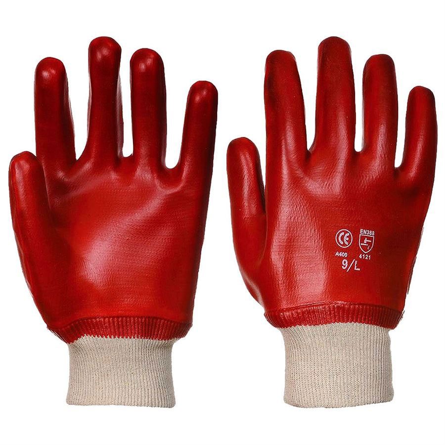 Red Knitwrist Safety Gloves