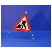 Classic Men at Work Roadworks Triangular Roll Up Road Sign - 750mm