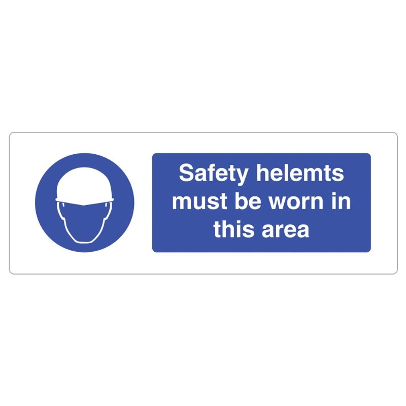 Safety Helmets Must Be Worn In This Area Sign - 600 x 200 x 1mm