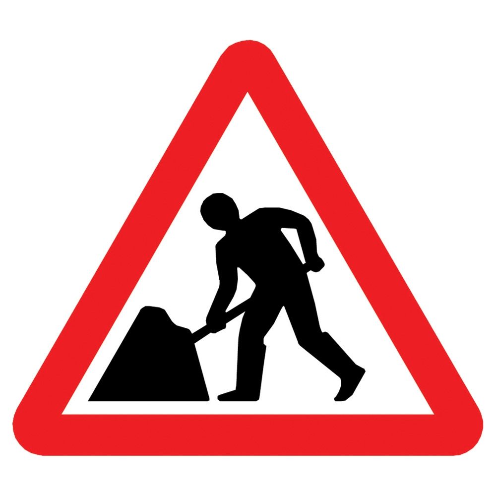 Men at Work Roadworks Triangular Metal Road Sign Plate - 600mm