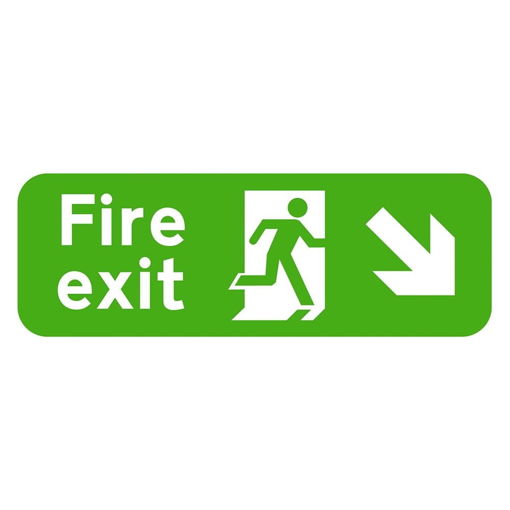 Fire Exit Arrow Down Right Sign - 600 x 200 x 1mm