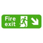 Fire Exit Arrow Down Right Sign - 600 x 200 x 1mm