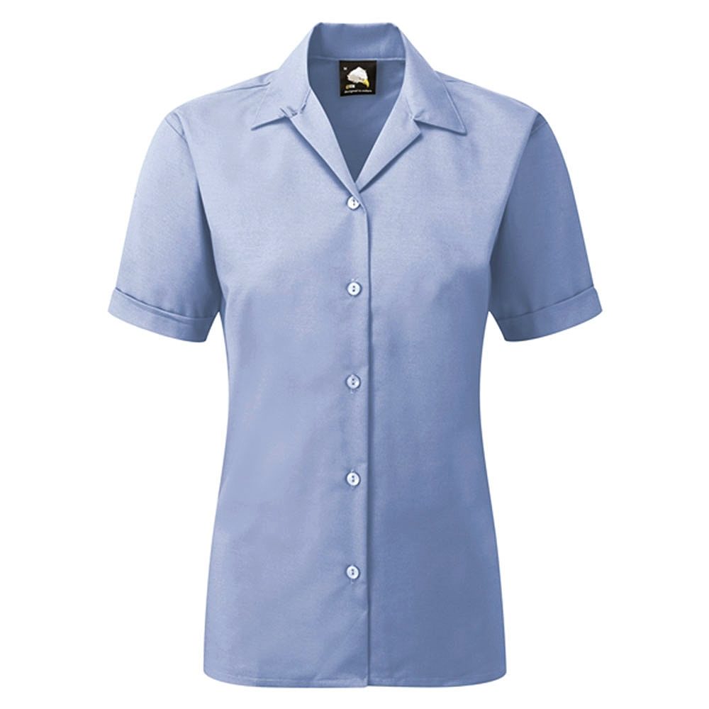 Orn Oxford Premium Ladies' Short Sleeve Blouse - 145gsm - Sky Blue