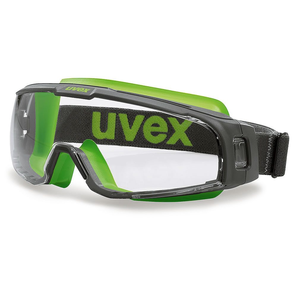 Uvex U-Sonic Safety Goggles - Grey / Lime Frame, Clear Lens