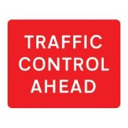 Traffic Control Ahead Metal Road Sign Plate - 1050 x 750mm