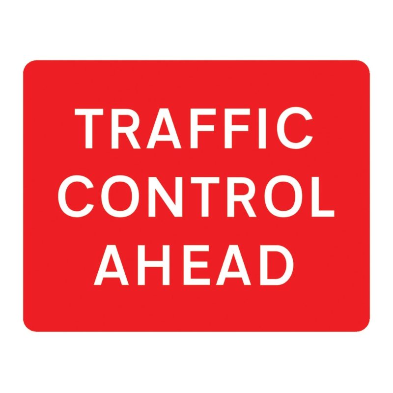 Traffic Control Ahead Metal Road Sign Plate - 1050 x 750mm