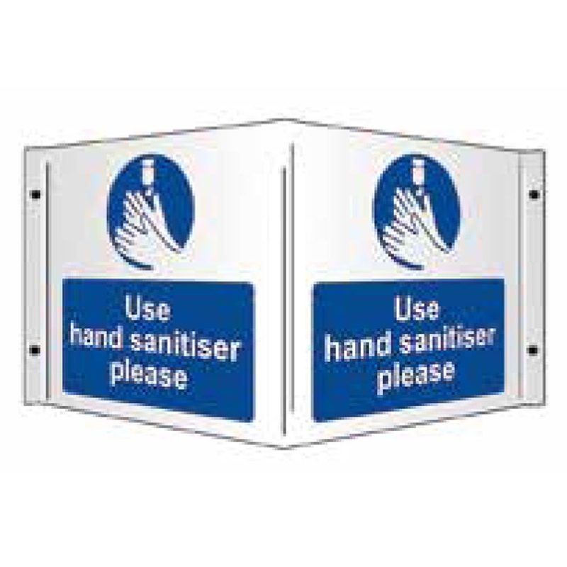 Use Hand Sanitiser Please PVC Projecting Sign - 430mm x 200mm x 1mm