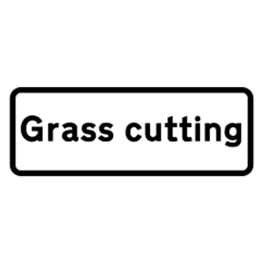 Classic Grass Cutting Roll Up Road Sign Supplement Plate - 750mm