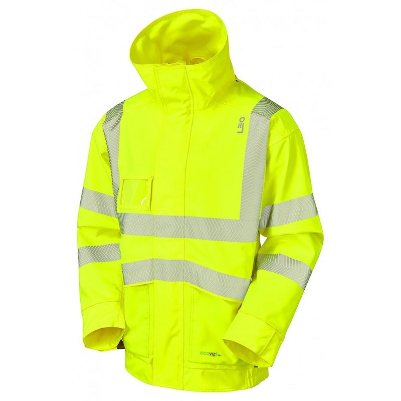 Leo Dartmoor EcoViz 10K Waterproof Breathable Hi-Vis Yellow Bomber Jacket