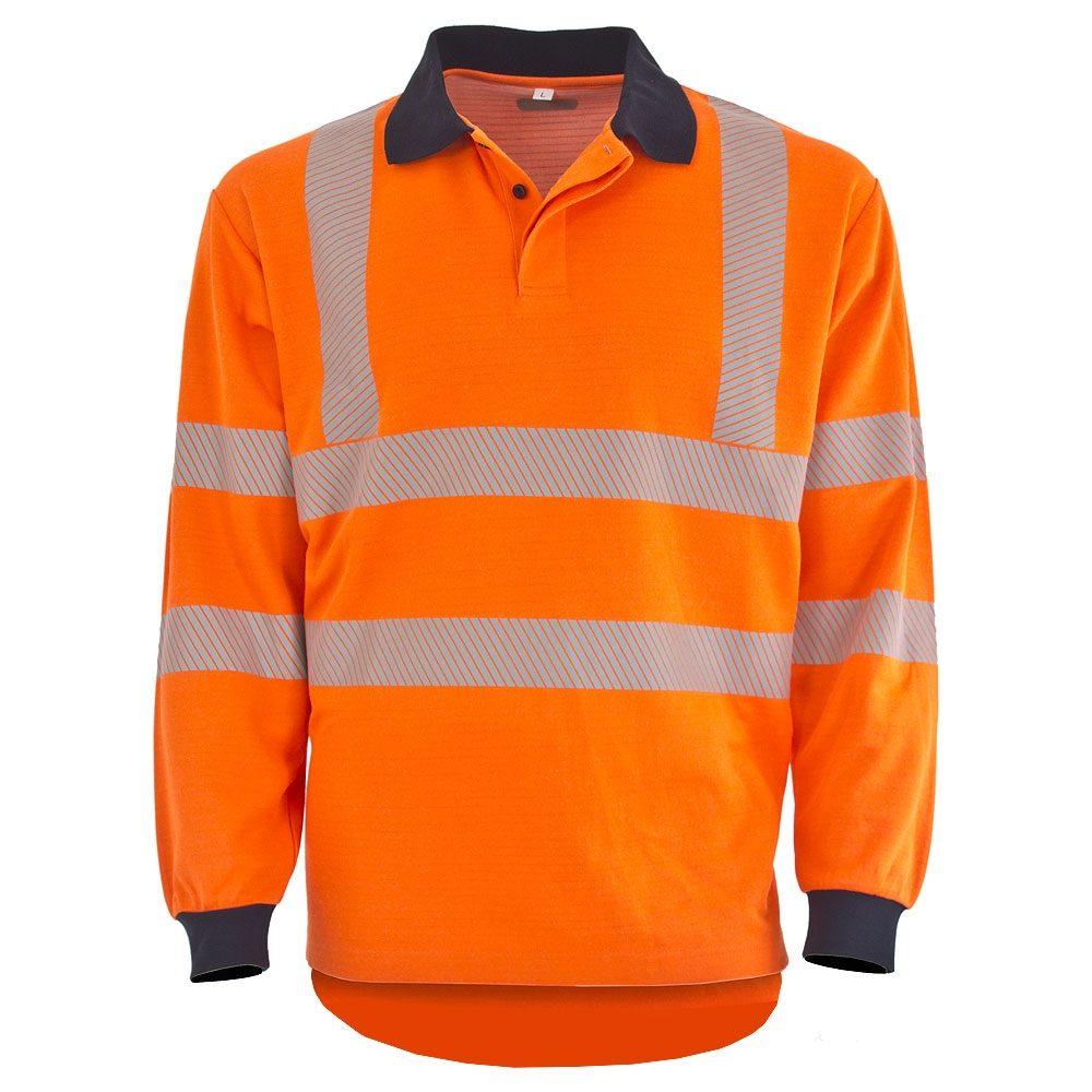Jafco FlameAwear Rail Flame Retardant Anti Static Arc 4kA Hi Vis Orange Polo Shirt