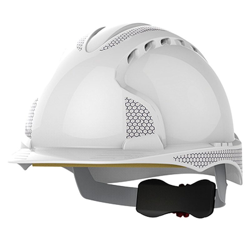 JSP EVO3 CR2 Reflective Vented White Safety Helmet - Wheel Ratchet
