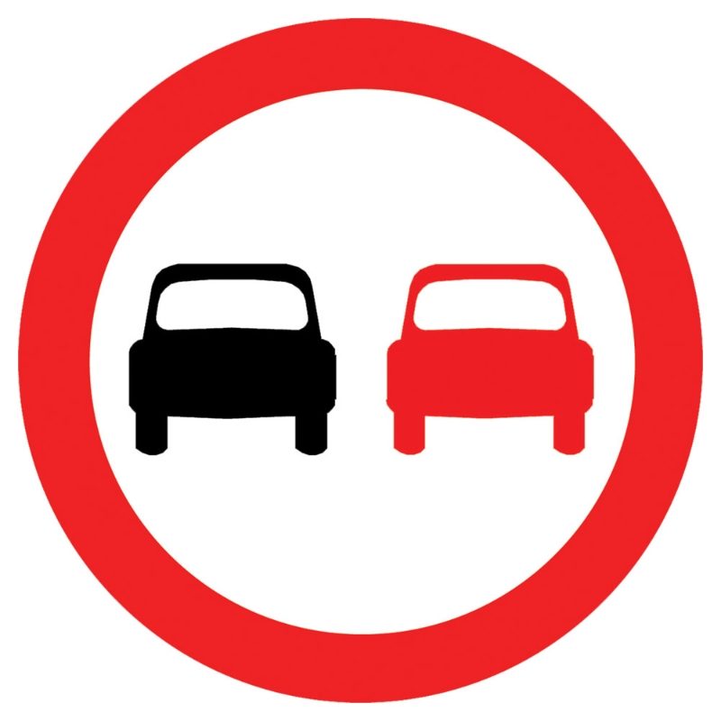 No Overtaking Circular Metal Road Sign Plate - 750mm