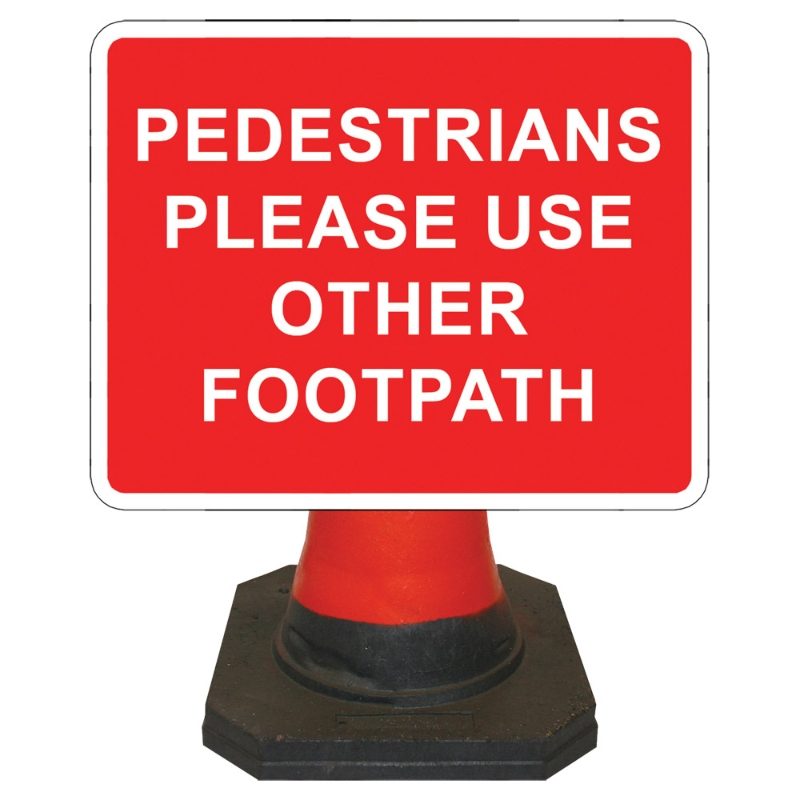 Hangman Pedestrians Please Use Other Footpath Cone Sign - 600 x 450mm